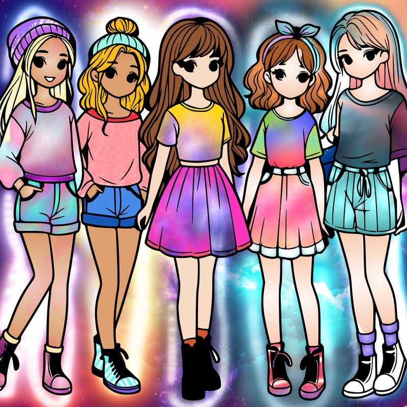 a group of five girls