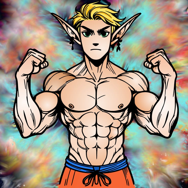 fae male warrior with strong muscles