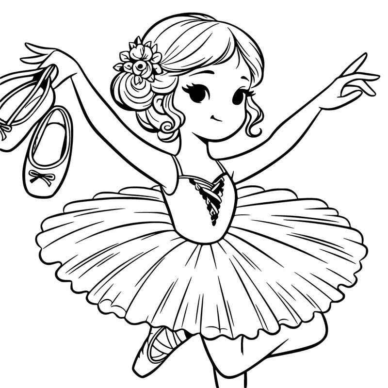 ballerina with ballet shoes in hand