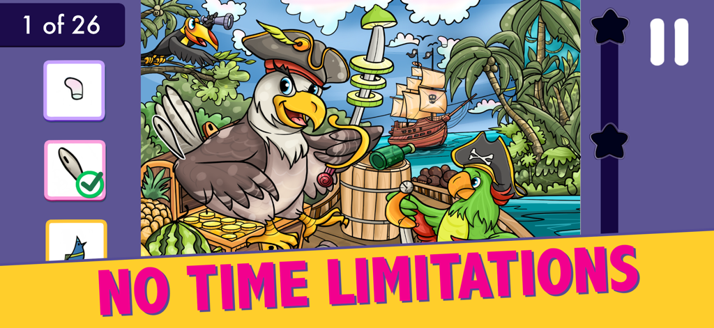 Hidden Object Puzzles For Kids - Pirate themed hidden object puzzle for kids with no time limits