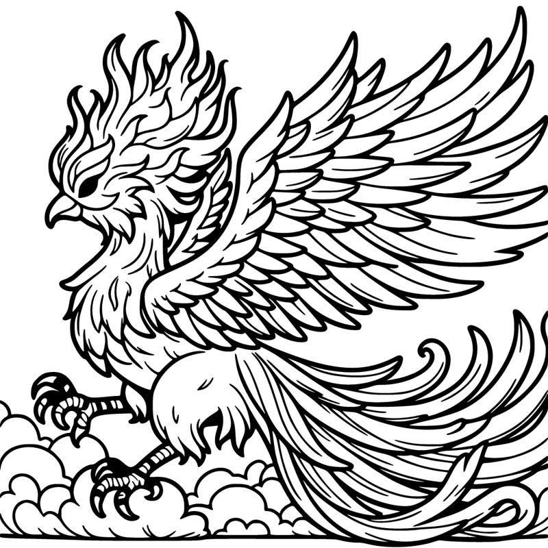 huge flaming phoenix bird