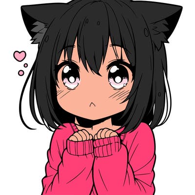 shy anime catgirl