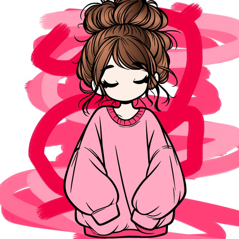 girl with baggy sweatshirt and messy bun