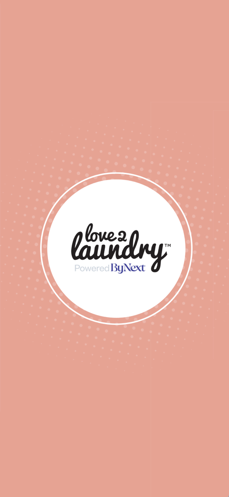 Love2Laundry: Pickup & Clean - Love2Laundry app logo displayed on a peach background with a circular white frame.