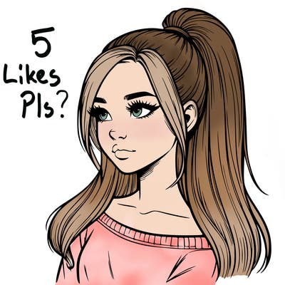 realistic girl with a high ponytail