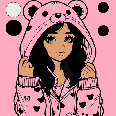 realistic girl in a animal pjs hoodie