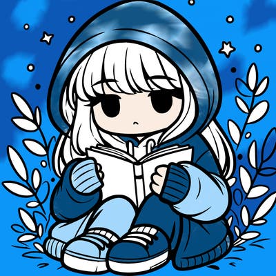 girl in oversized hoodie reading a book