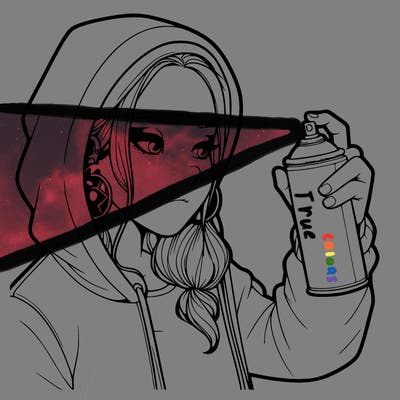 a realistic girl, spray painting