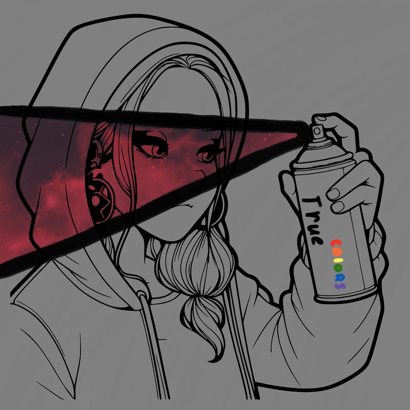 a realistic girl, spray painting