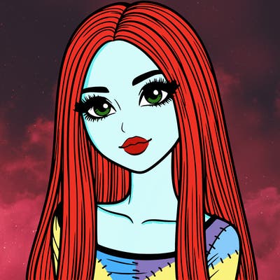 realistic girl with straight and long hair