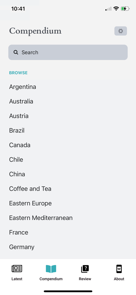 GuildSomm - List of wine regions in the GuildSomm app compendium browse section