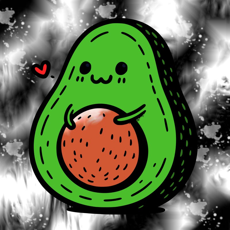 an avocado hugging an avocado