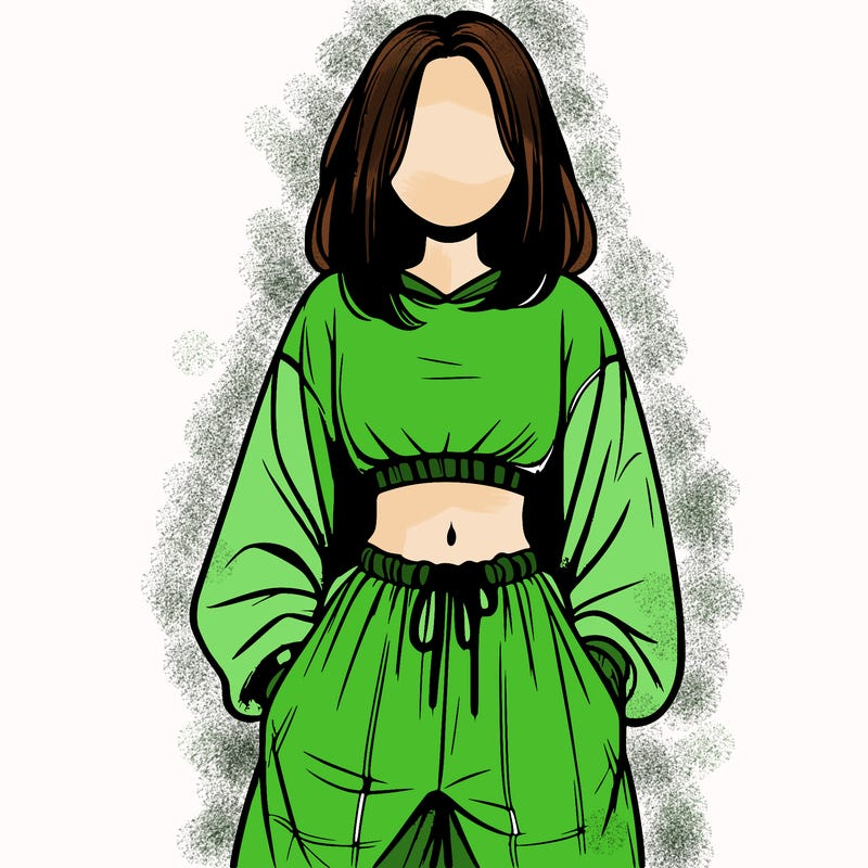 realistic girl faceless with baggy pants and a crop top