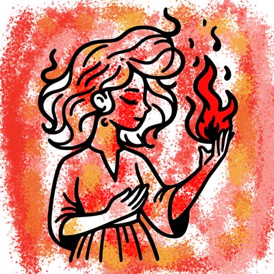 woman with fire