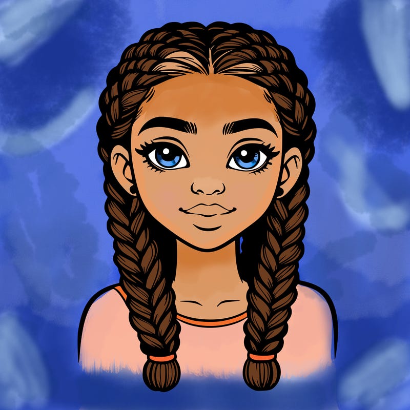 realistic girl with braids