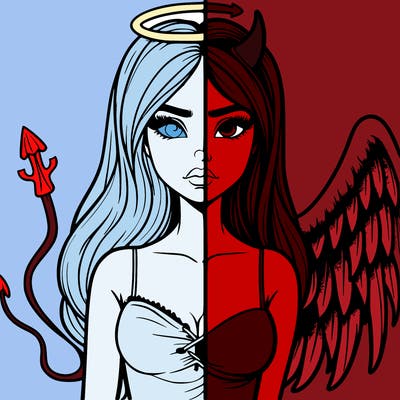 devil vs angel realistic girl