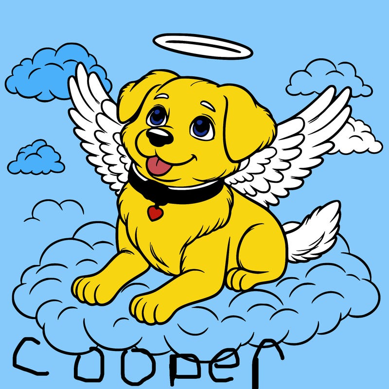 dog with wings in heaven realistic