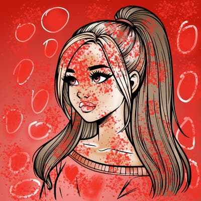 realistic girl with a high ponytail