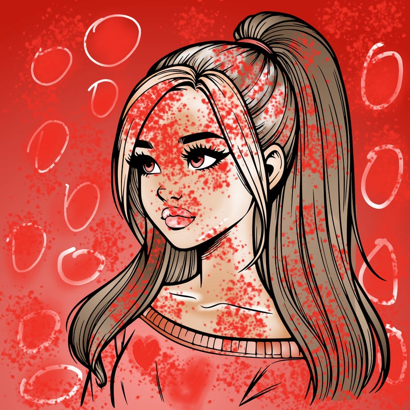 realistic girl with a high ponytail