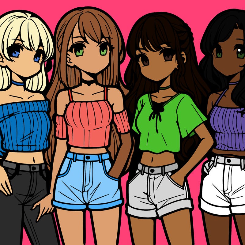 teen manga girls group of 4