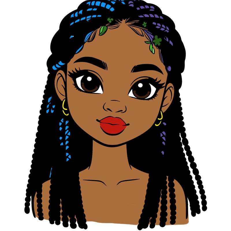 a realistic black girl with braids