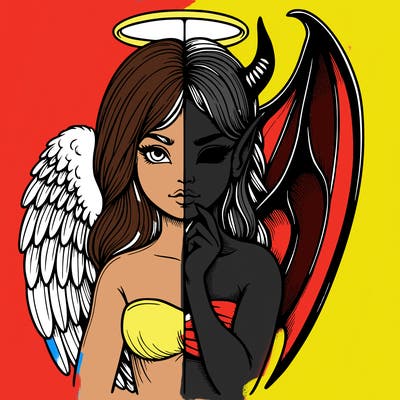 realistic angel half demon