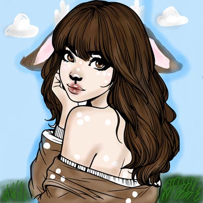 realistic girl with bangs looking over her shoulder