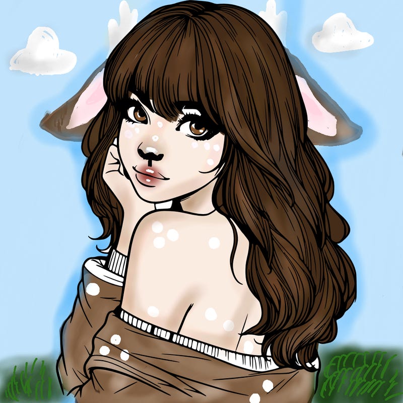 realistic girl with bangs looking over her shoulder