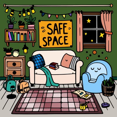 a warm room that says a safe space