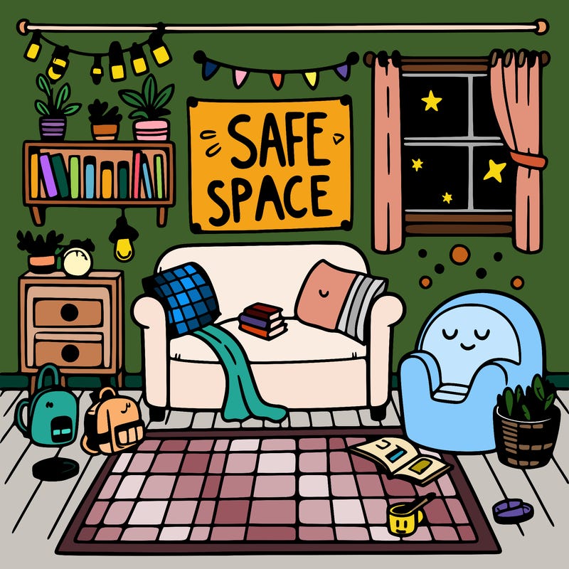 a warm room that says a safe space