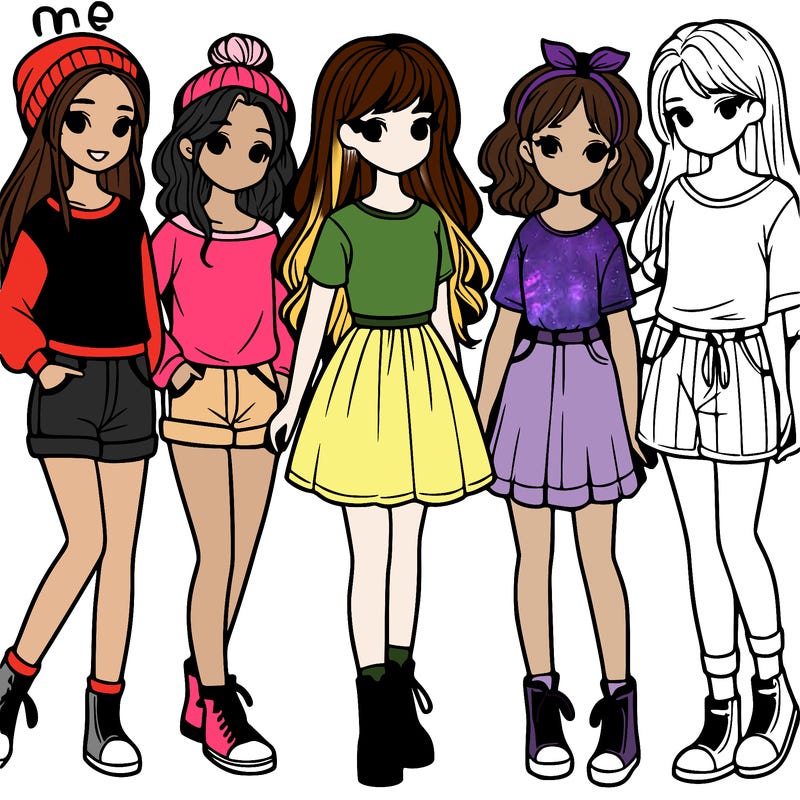 a group of five girls