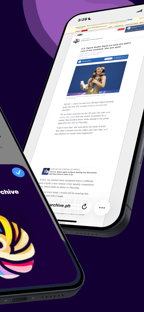 WebRewind - Web Archiver - WebRewindアプリケーションを通じてアーカイブされた過去のニュース記事を表示するiPhone画面。