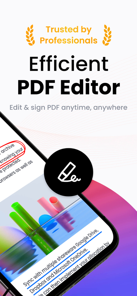 PDF Reader & PDF Editor - 専門家向けのドキュメント編集と署名機能を強調したPDFリーダーおよびエディターのモバイルアプリのスクリーンショット