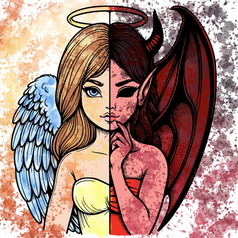 realistic angel half demon