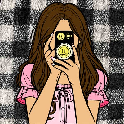 a realistic girl holding her phone taking pictures