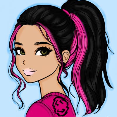 realistic girl with a high ponytail