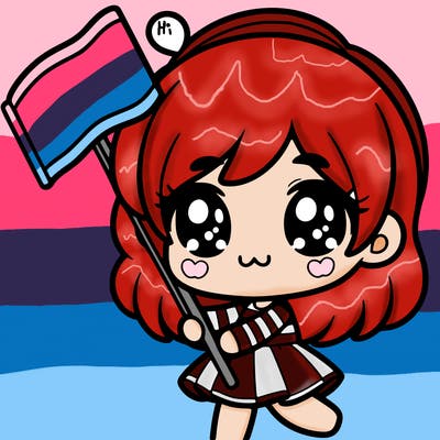 a cute girl holding a flag