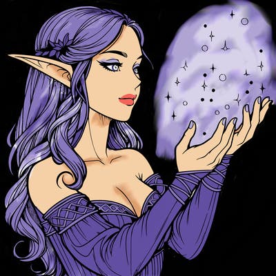 realistic elf girl doing magic