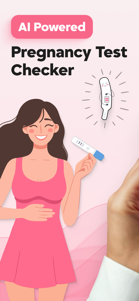 Pregnancy Test Checker & Scan - Woman holding a pregnancy test with AI Powered Pregnancy Test Checker text