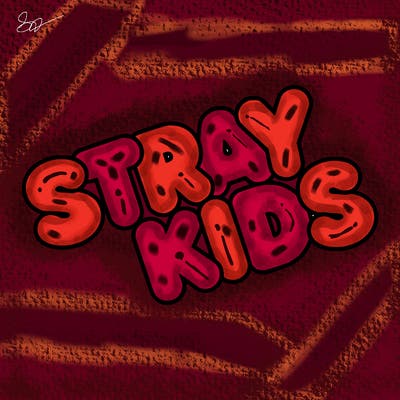bubble letters saying stray kids