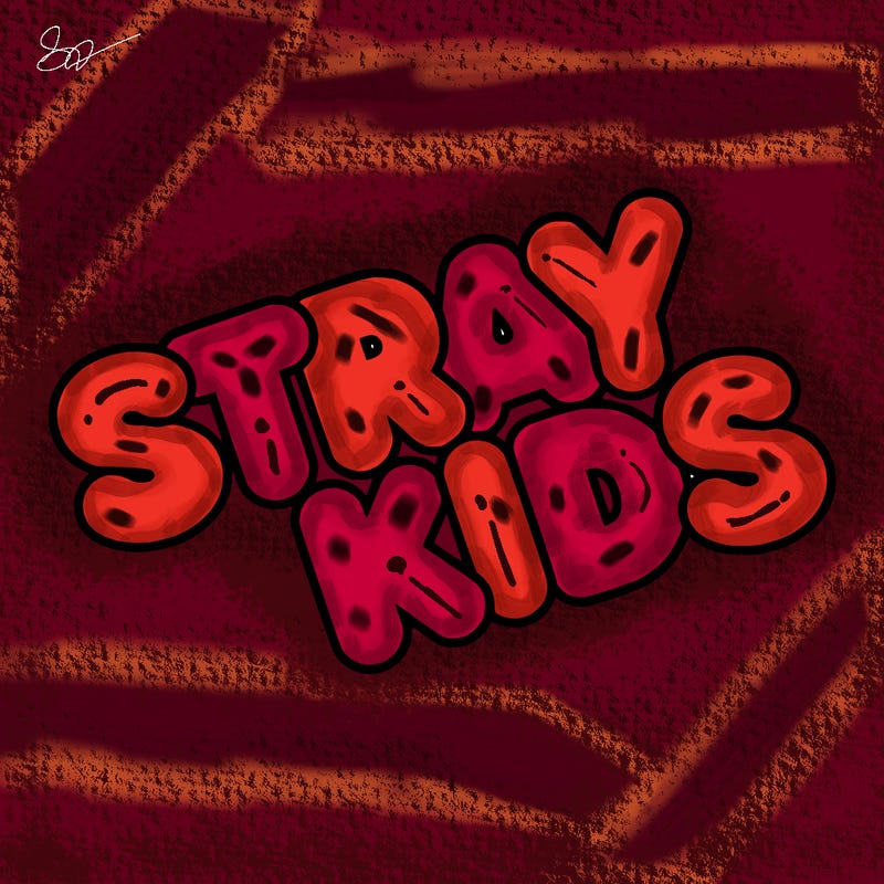 bubble letters saying stray kids