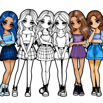 a group of girls realistic