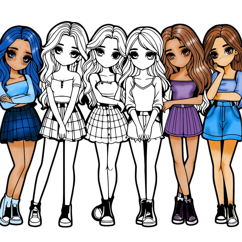 a group of girls realistic