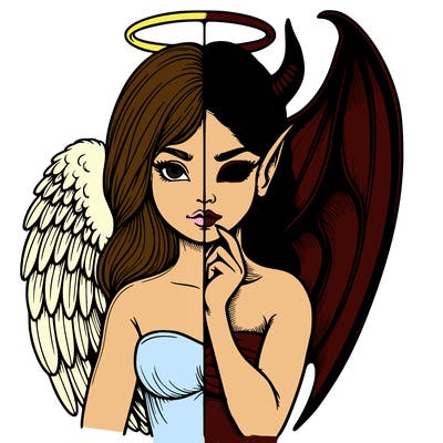 realistic angel half demon