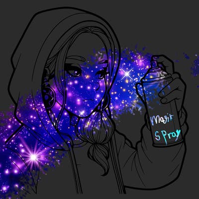 a realistic girl, spray painting