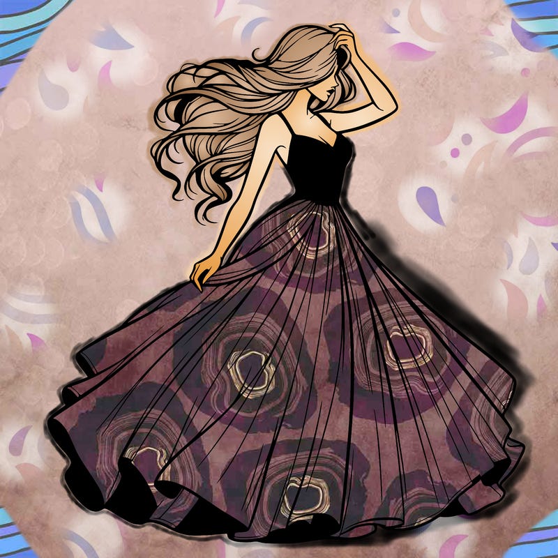realistic woman with dress flowing in the wind
