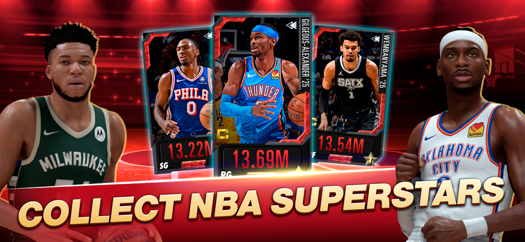 NBA 2K Mobile digital trading cards featuring current basketball superstars