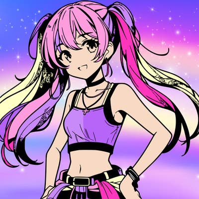 anime girl wearing crop top