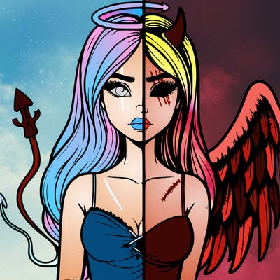 devil vs angel realistic girl