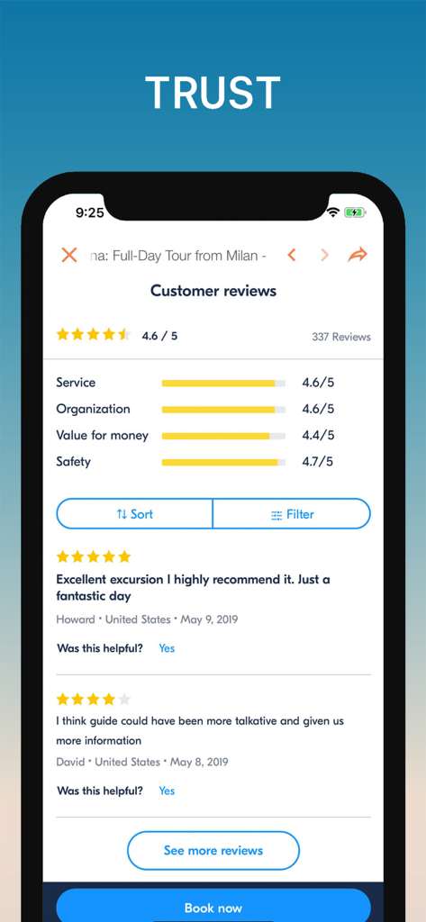 Customer reviews and service ratings for the Lake Como Travel Guide app.